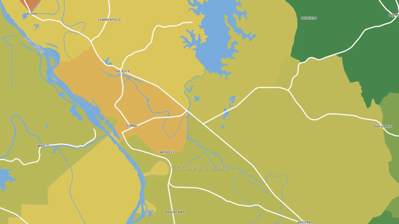 Colfax, LA Map of Assault Rates