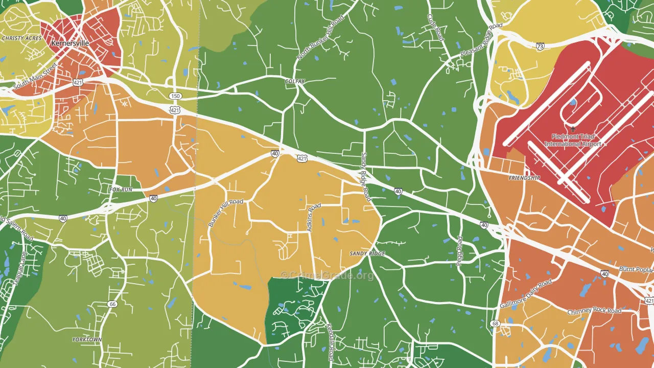 Colfax, NC Map of Assault Rates