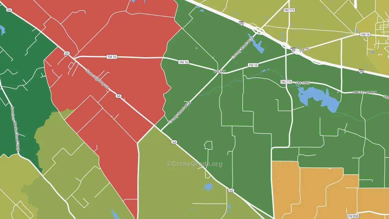 Colfax, TX Map of Assault Rates