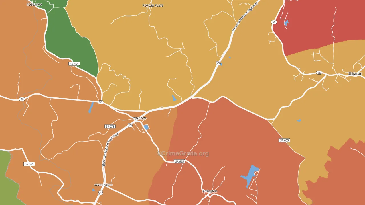 Colleen, VA Map of Assault Rates