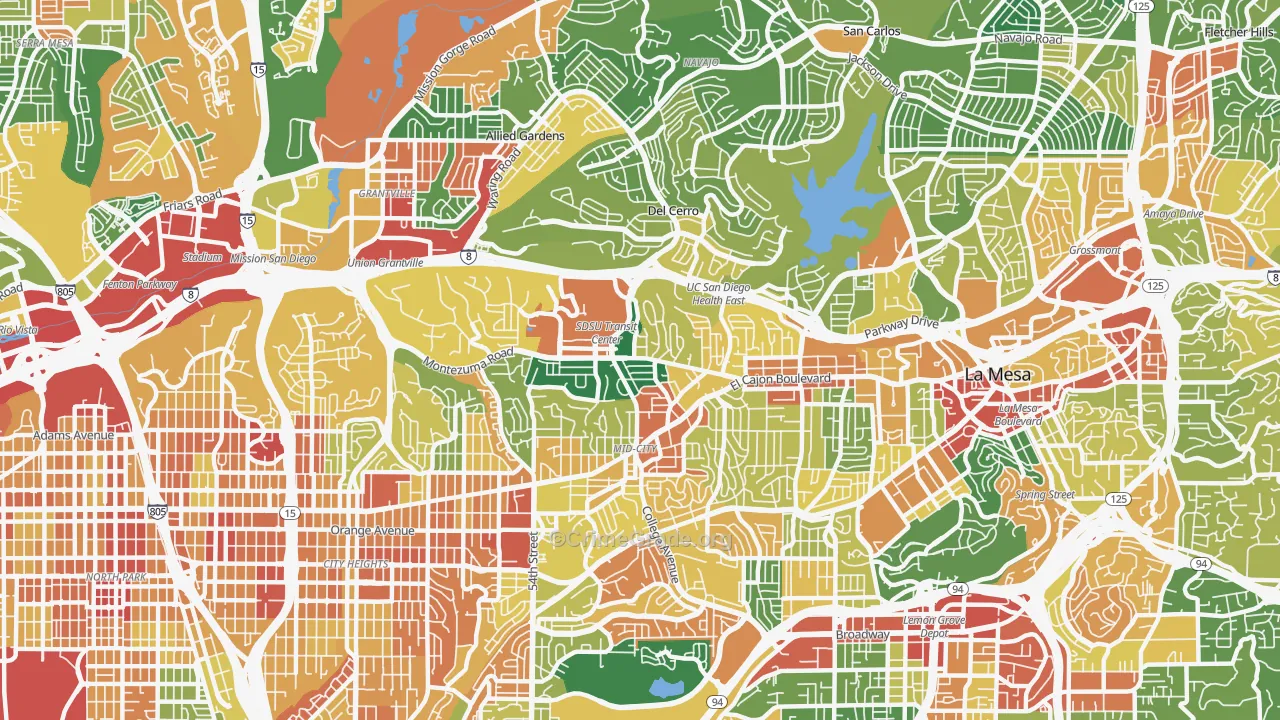 College Area, San Diego, CA Map of Assault Rates