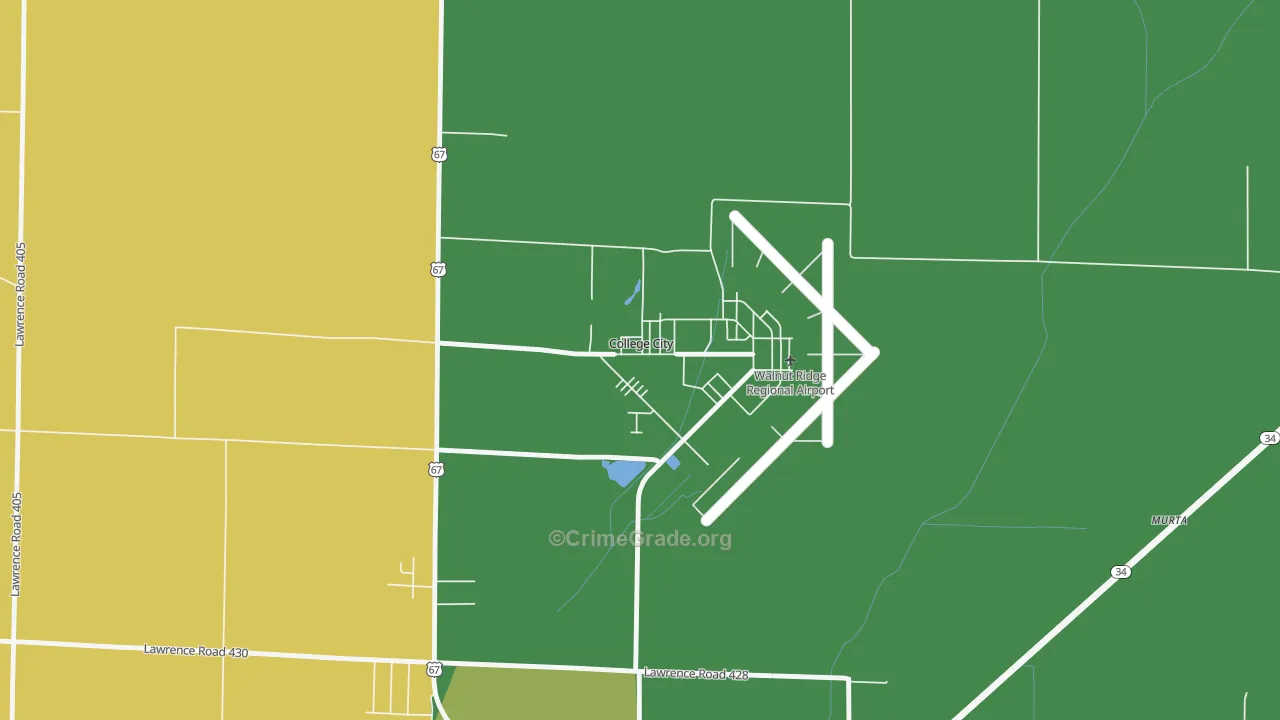 College City, AR Map of Assault Rates