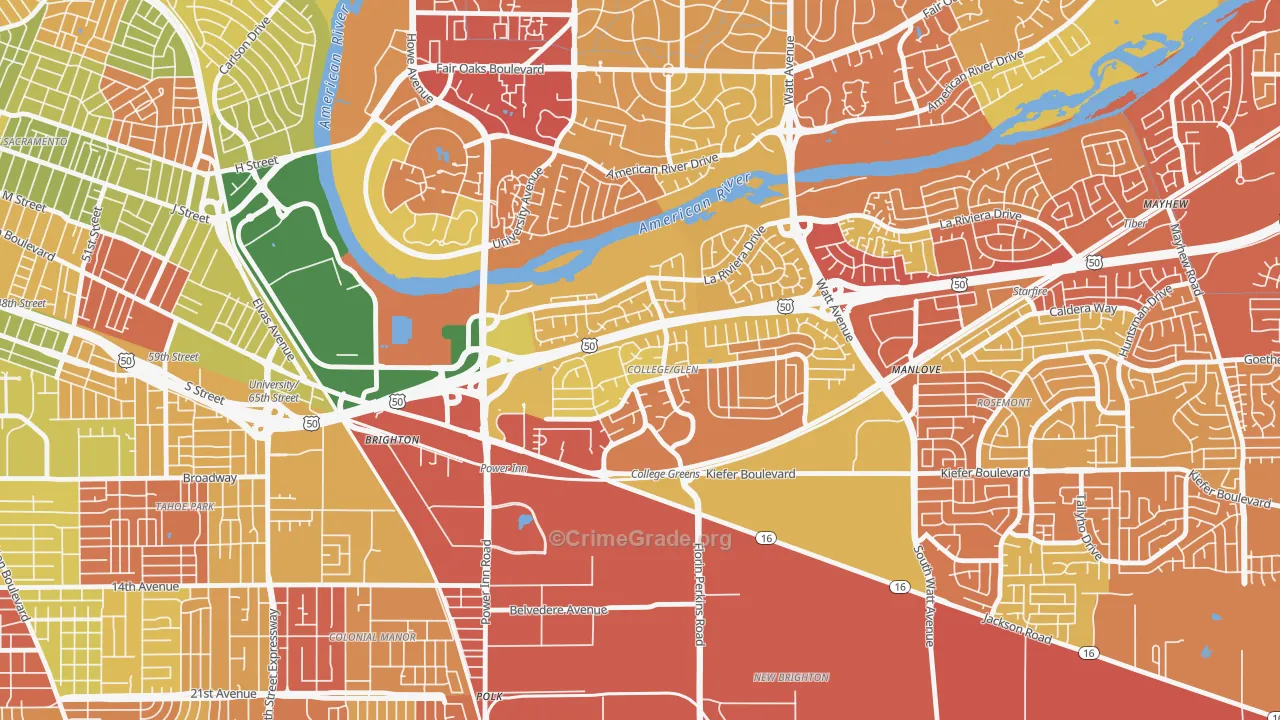 College Glen, Sacramento, CA Map of Assault Rates