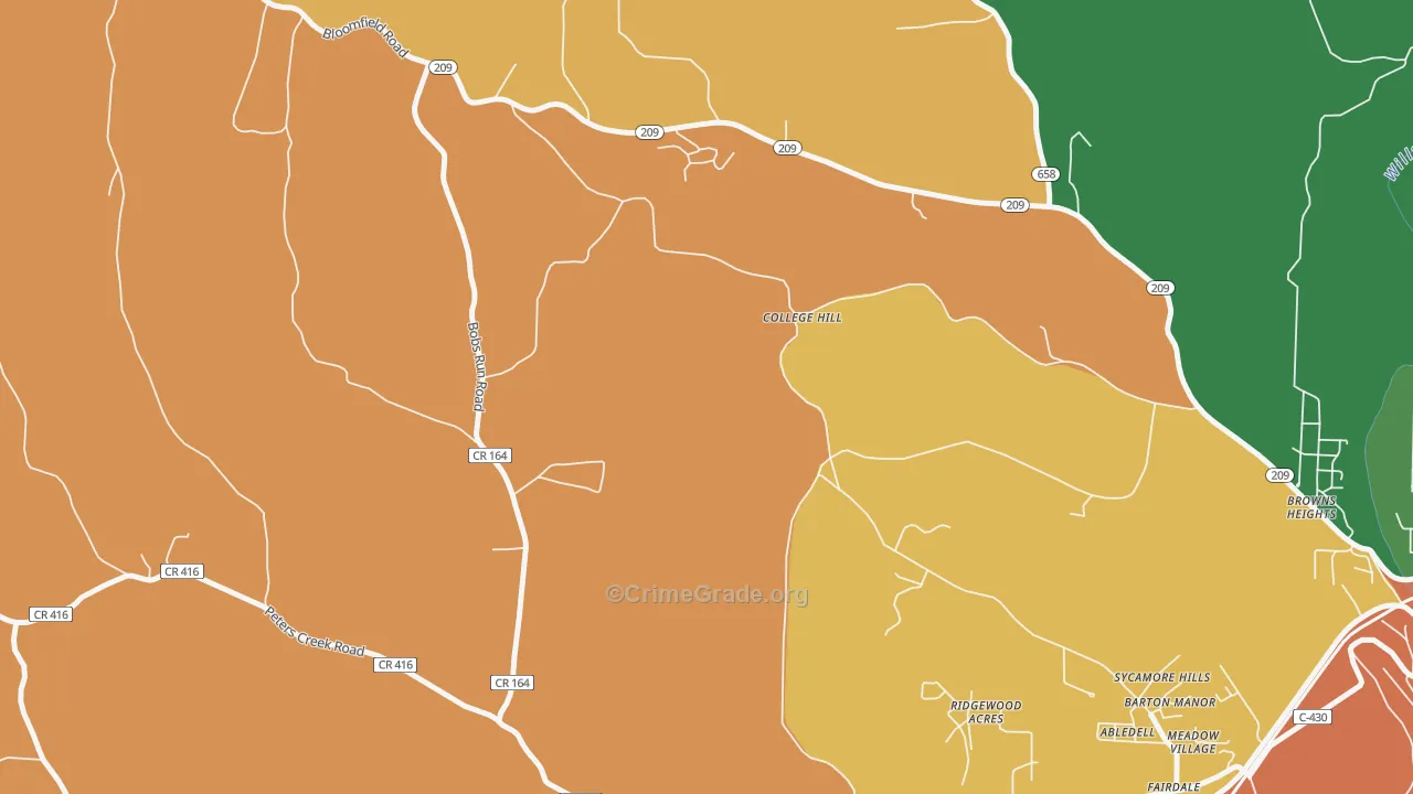 College Hill, OH Map of Assault Rates