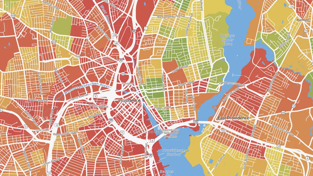 College Hill, Providence, RI Map of Assault Rates