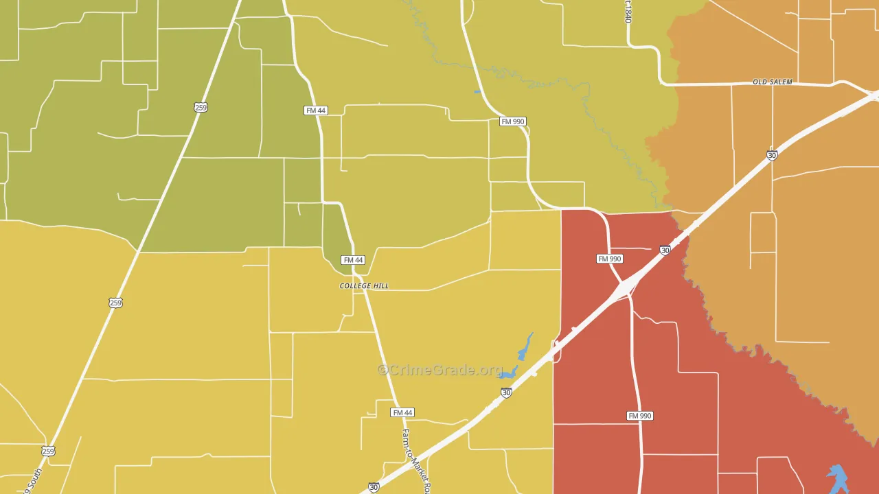 College Hill, TX Map of Assault Rates