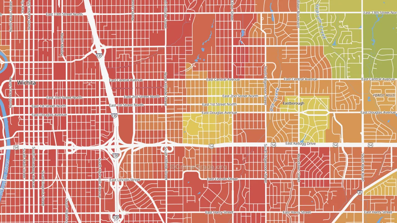 College Hill, Wichita, KS Map of Assault Rates