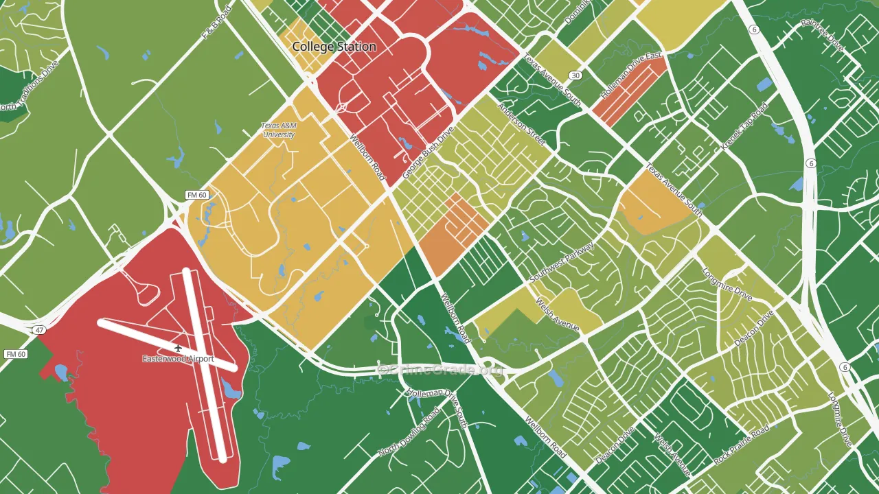 College Park, College Station, TX Map of Assault Rates