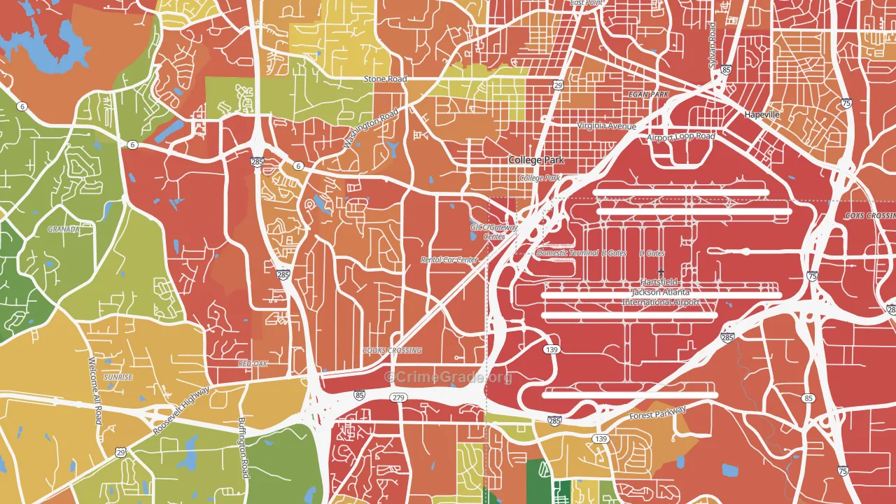 College Park, GA Map of Assault Rates