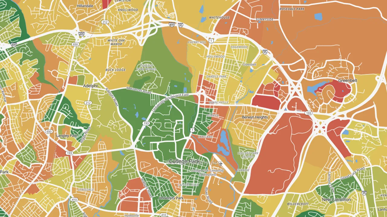 College Park, MD Map of Assault Rates