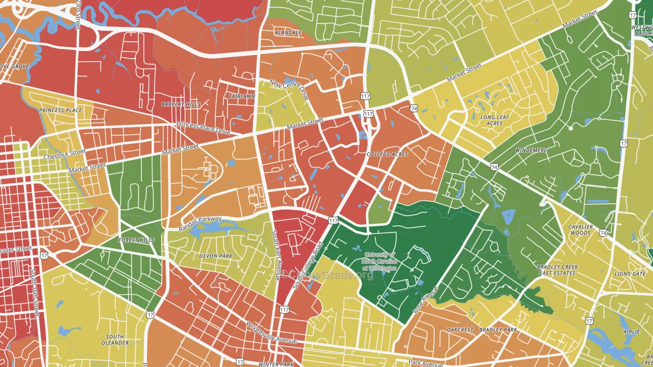 College Park, Wilmington, NC Map of Assault Rates
