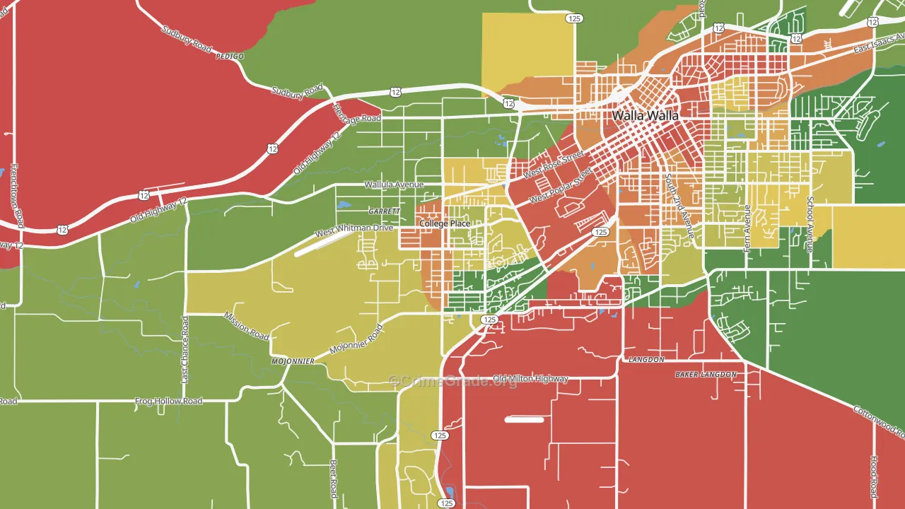 College Place, WA Map of Assault Rates