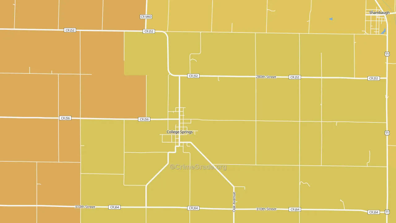College Springs, IA Map of Assault Rates