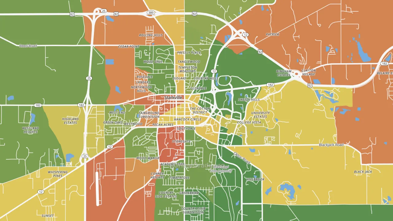 College View, Starkville, MS Map of Assault Rates