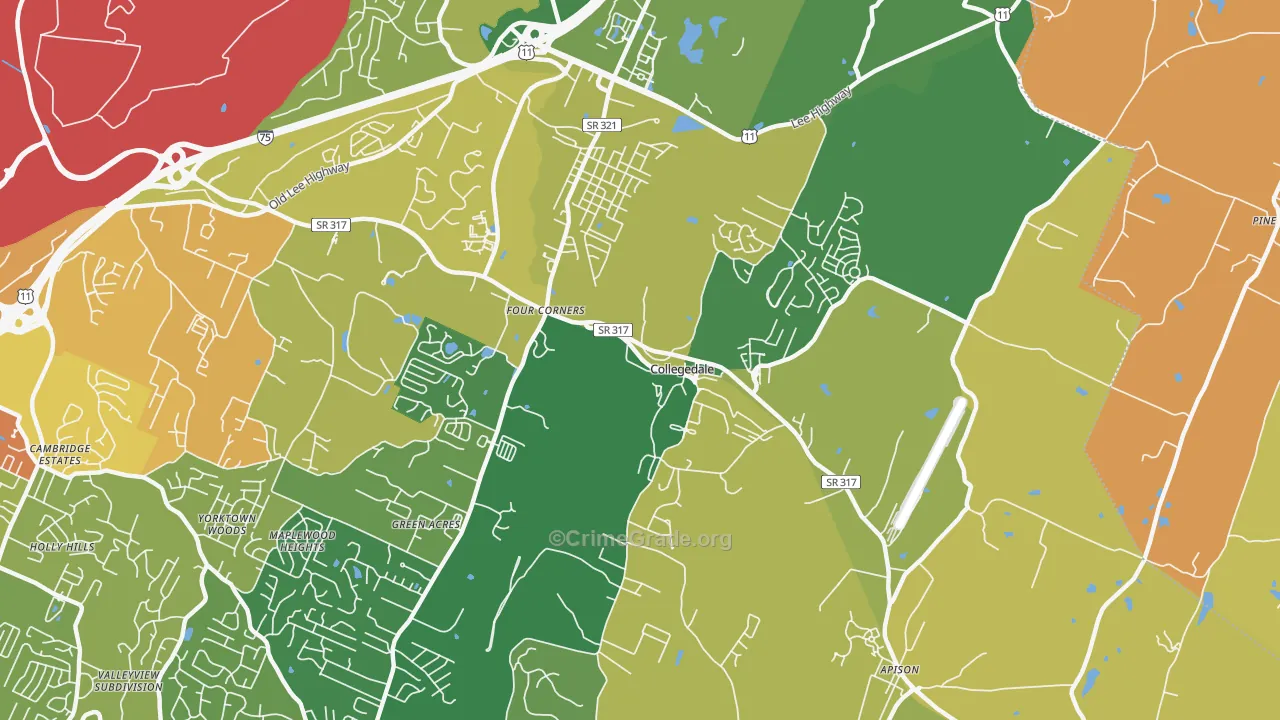 Collegedale, TN Map of Assault Rates