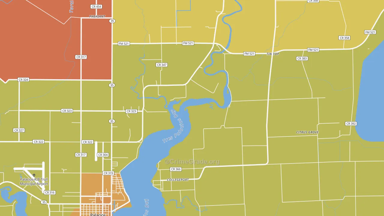 Collegeport, TX Map of Assault Rates