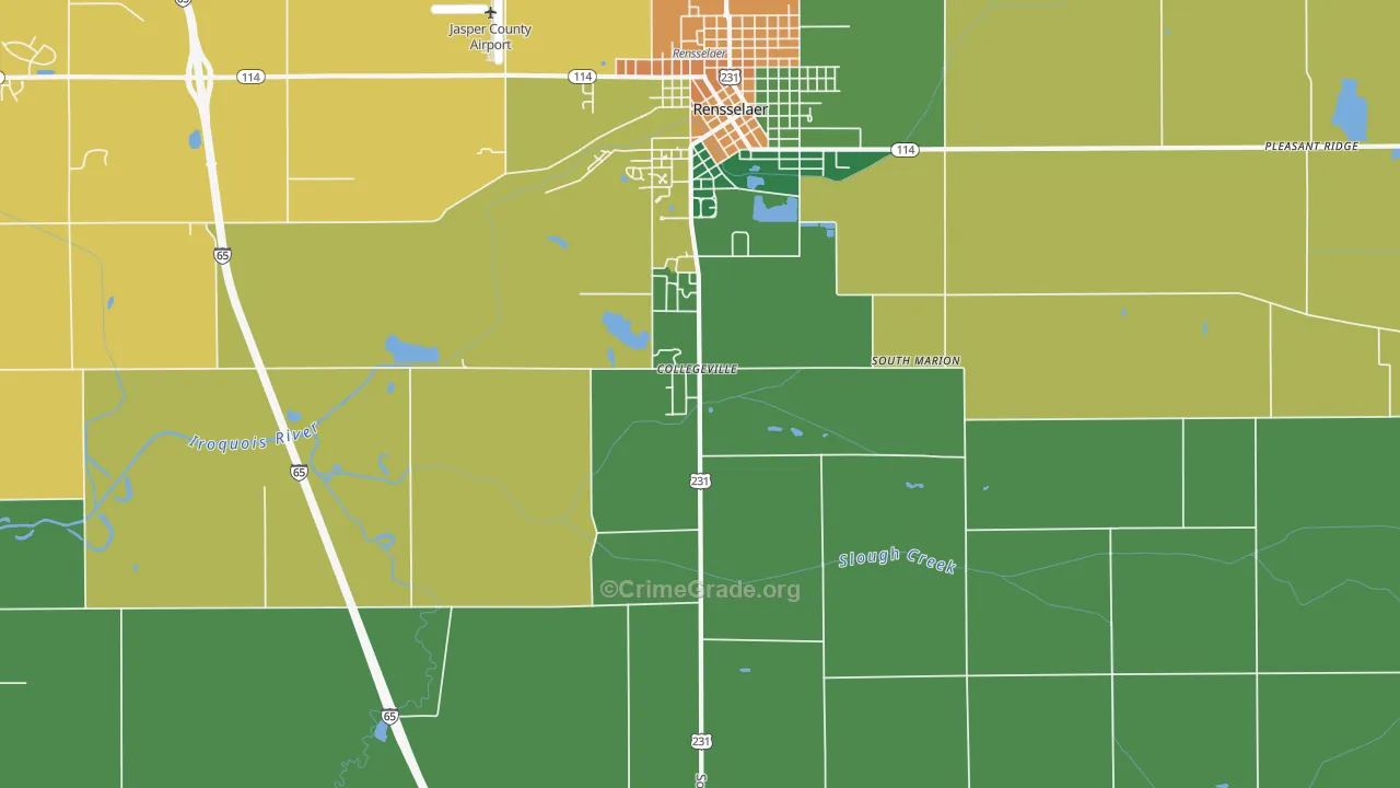Collegeville, IN Map of Assault Rates