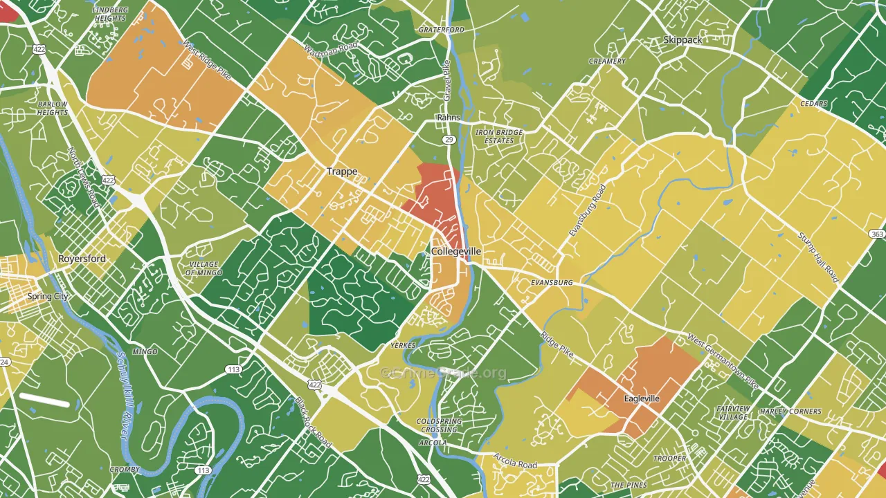 Collegeville, PA Map of Assault Rates