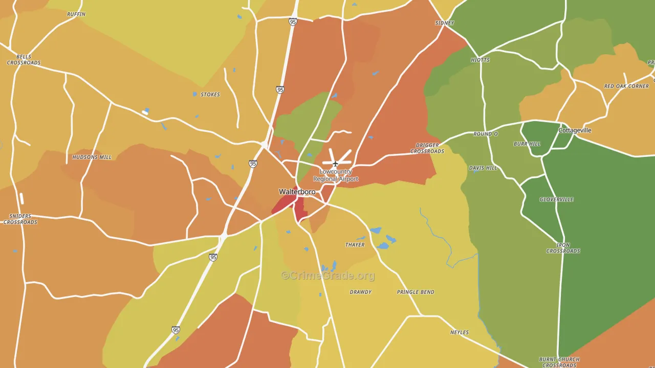 Colleton County, SC Map of Assault Rates