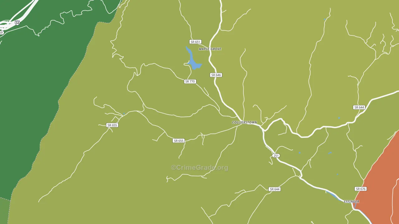 Collierstown, VA Map of Assault Rates