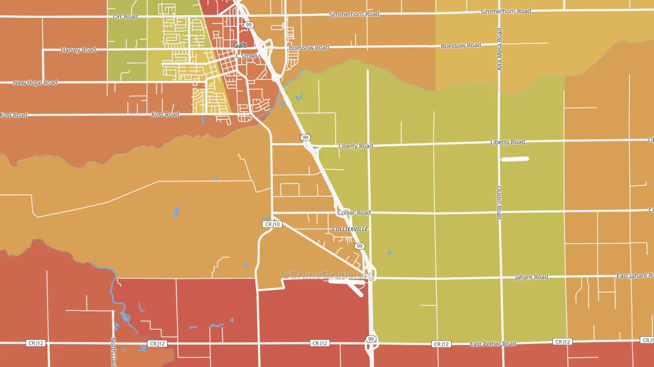 Collierville, CA Map of Assault Rates