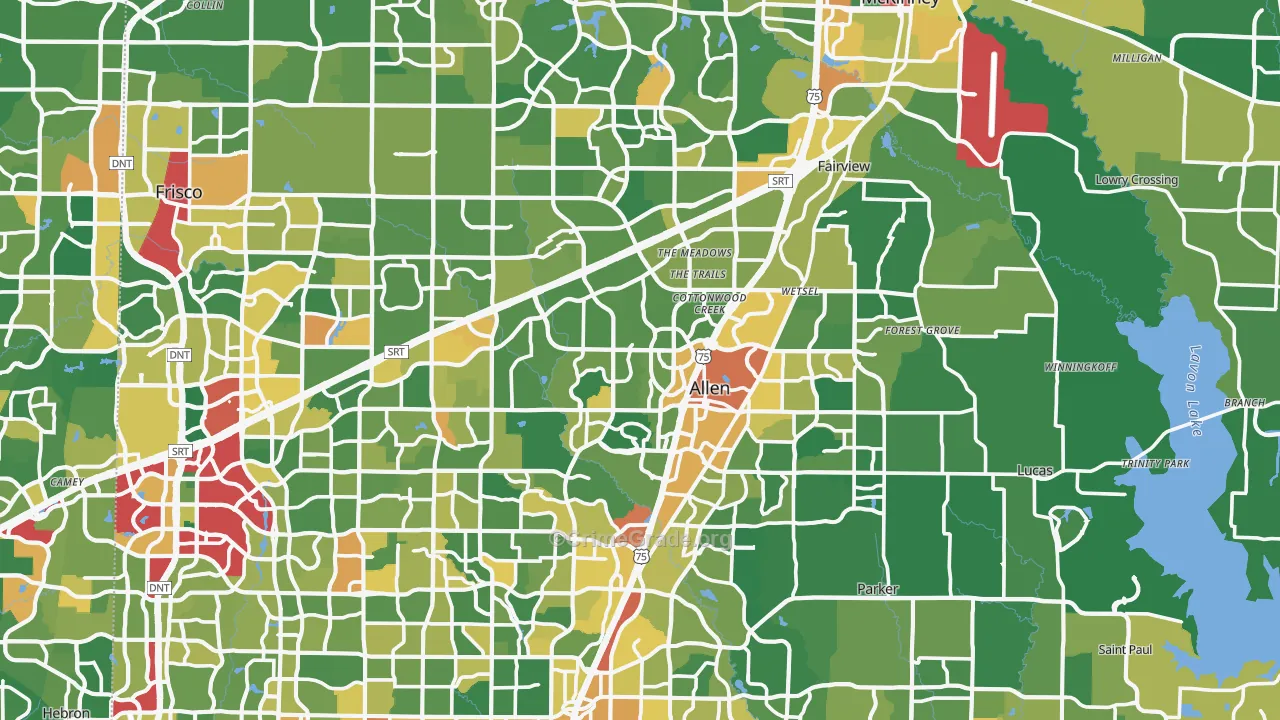 Collin County, TX Map of Assault Rates