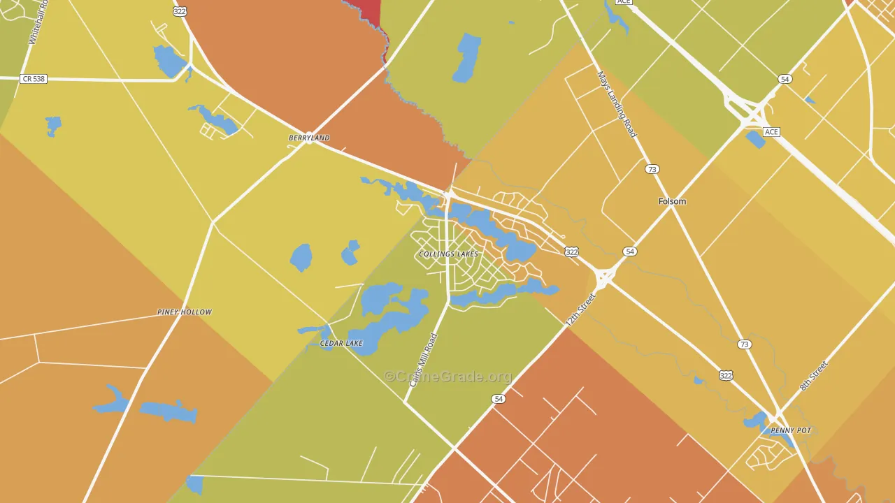 Collings Lakes, NJ Map of Assault Rates