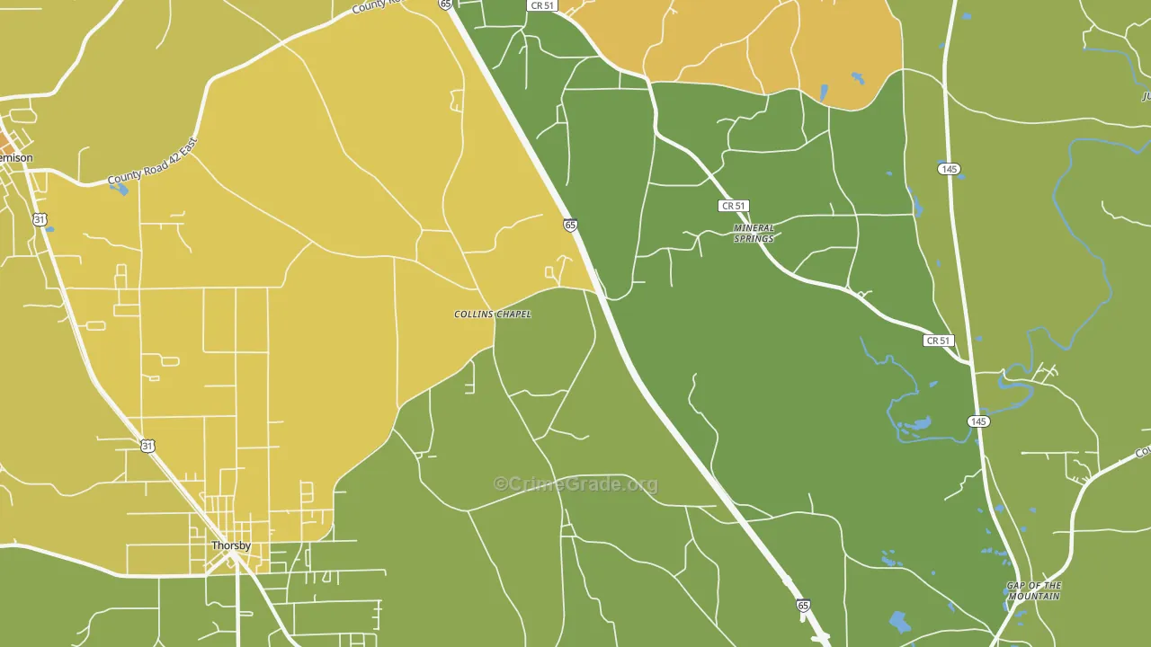 Collins Chapel, AL Map of Assault Rates