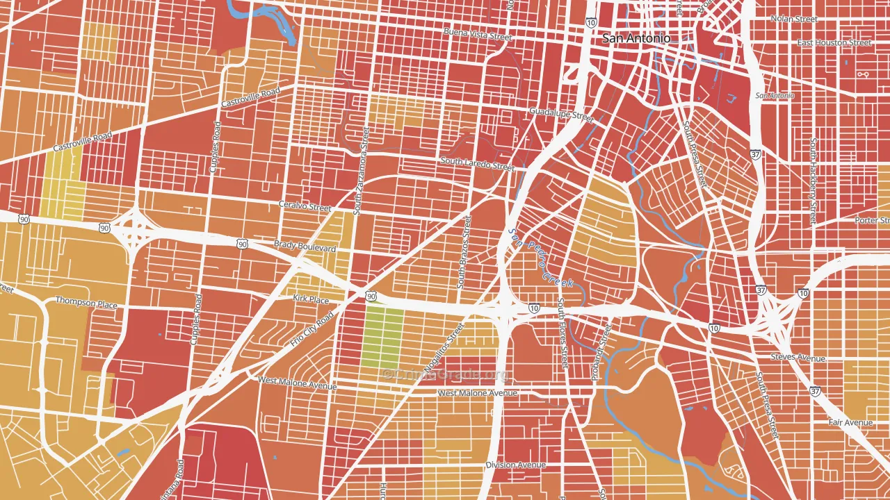 Collins Gardens, San Antonio, TX Map of Assault Rates