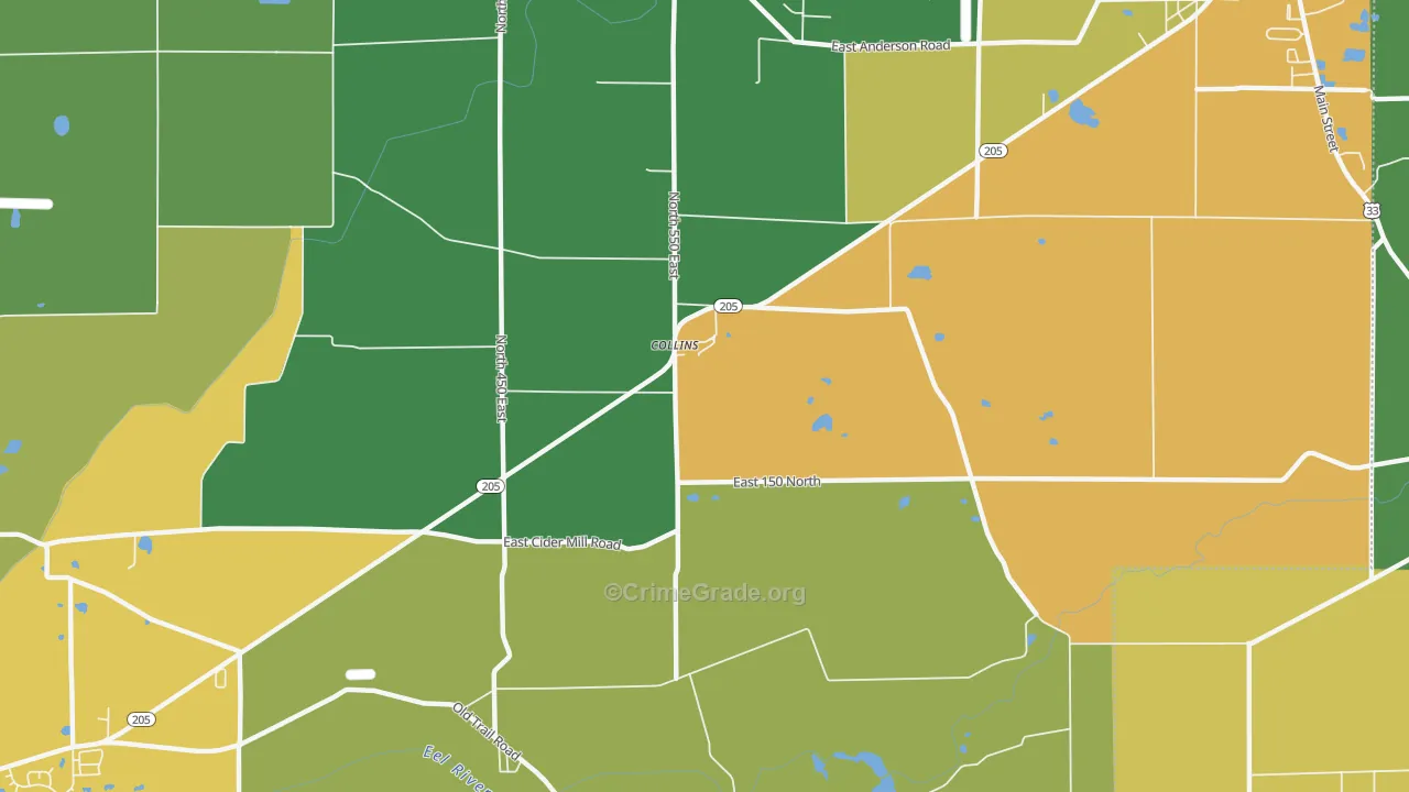 Collins, IN Map of Assault Rates