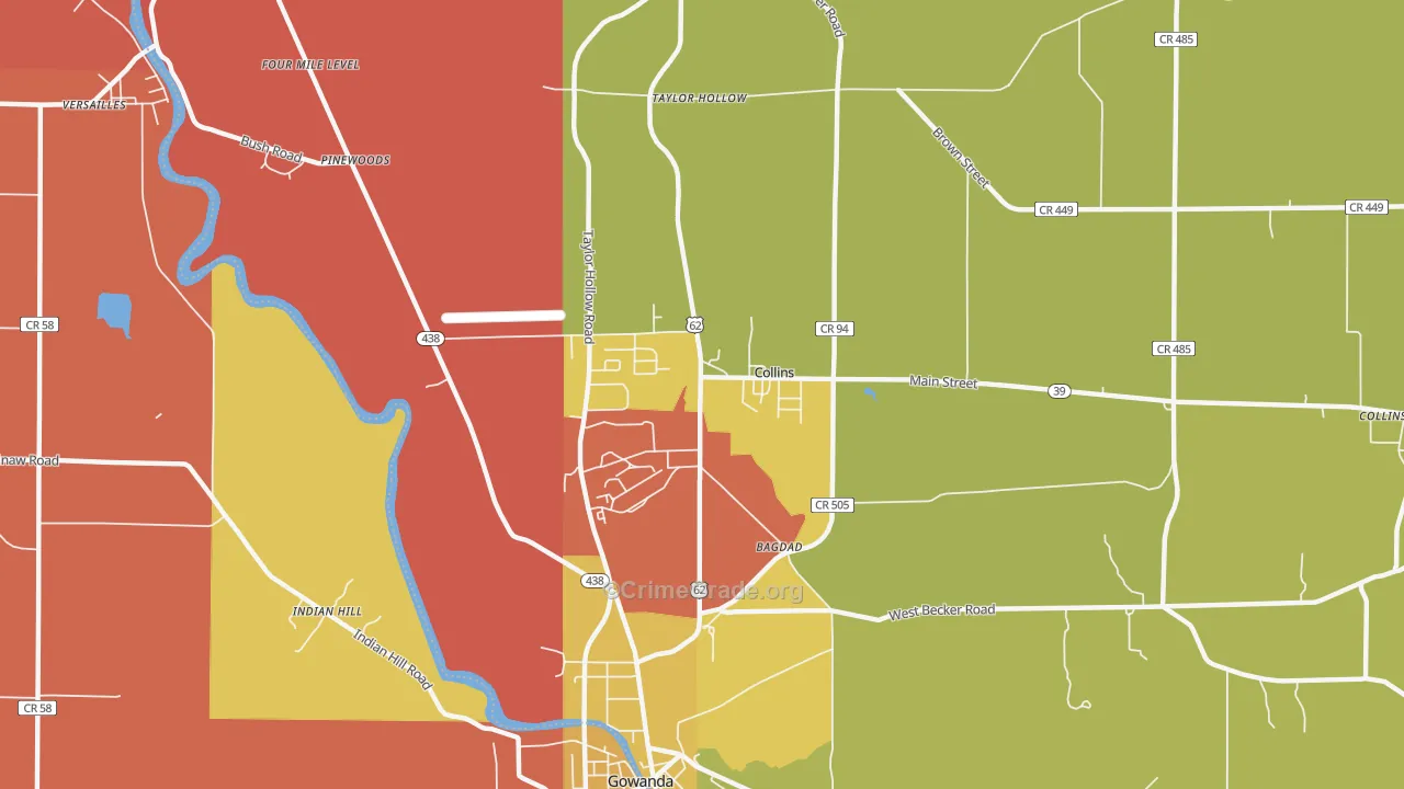 Collins, NY Map of Assault Rates