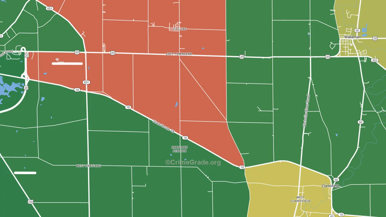 Collins, OH Map of Assault Rates