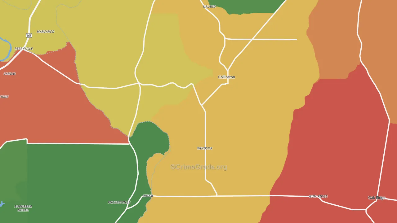 Collinston, LA Map of Assault Rates