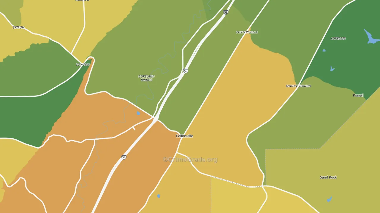 Collinsville, AL Map of Assault Rates