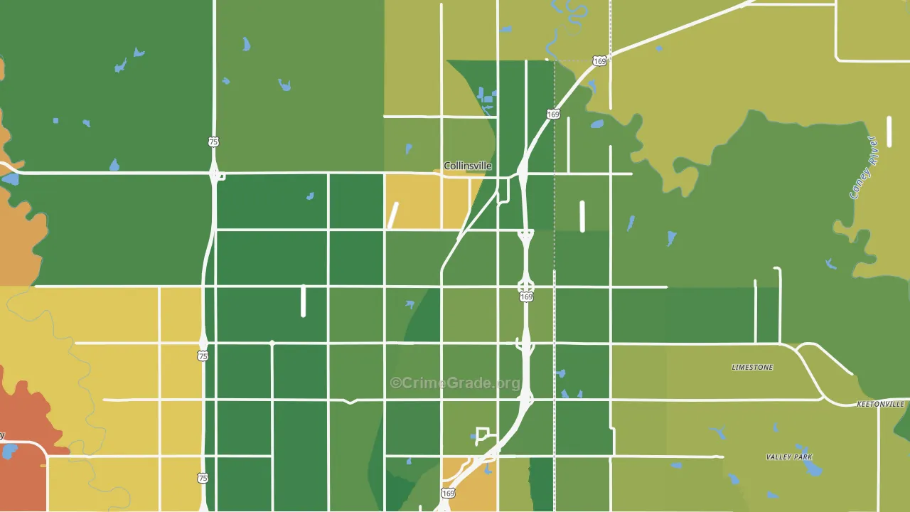 Collinsville, OK Map of Assault Rates