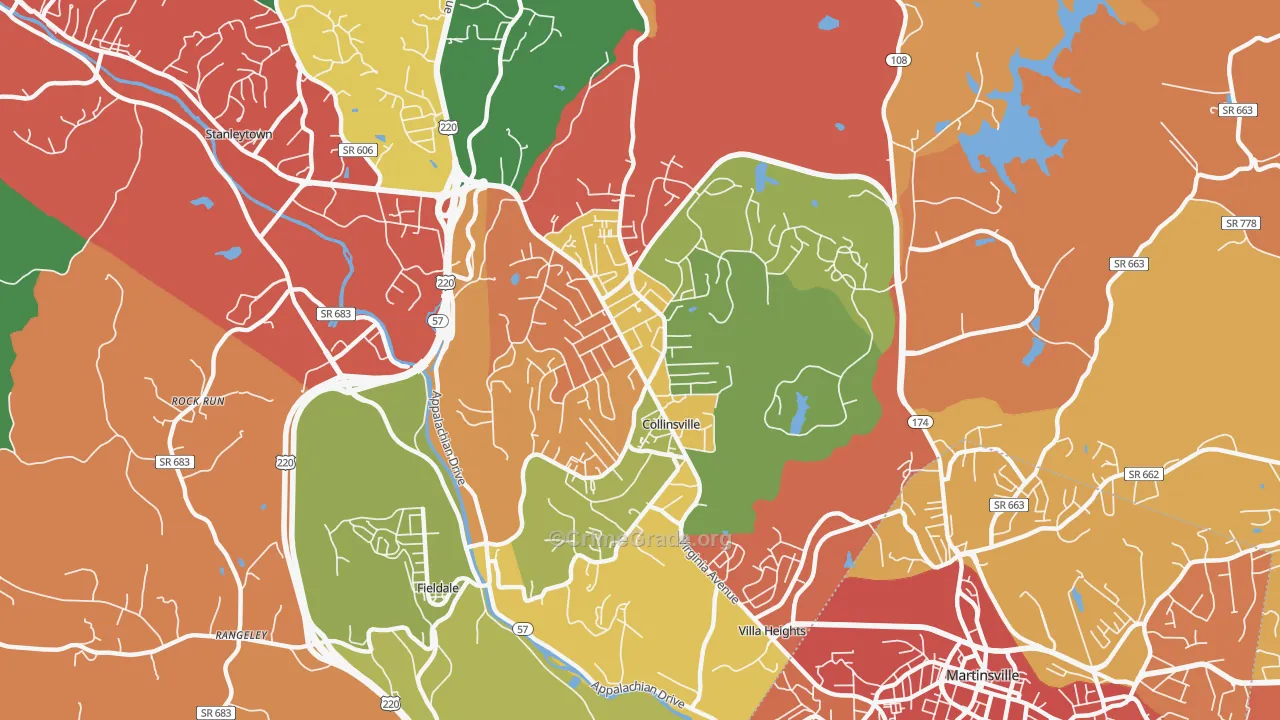 Collinsville, VA Map of Assault Rates