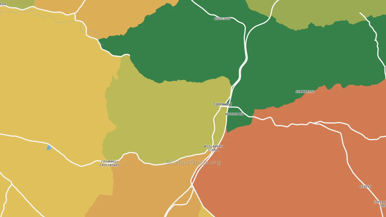 Collinwood, TN Map of Assault Rates