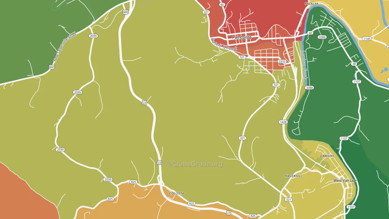 Collista, KY Map of Assault Rates