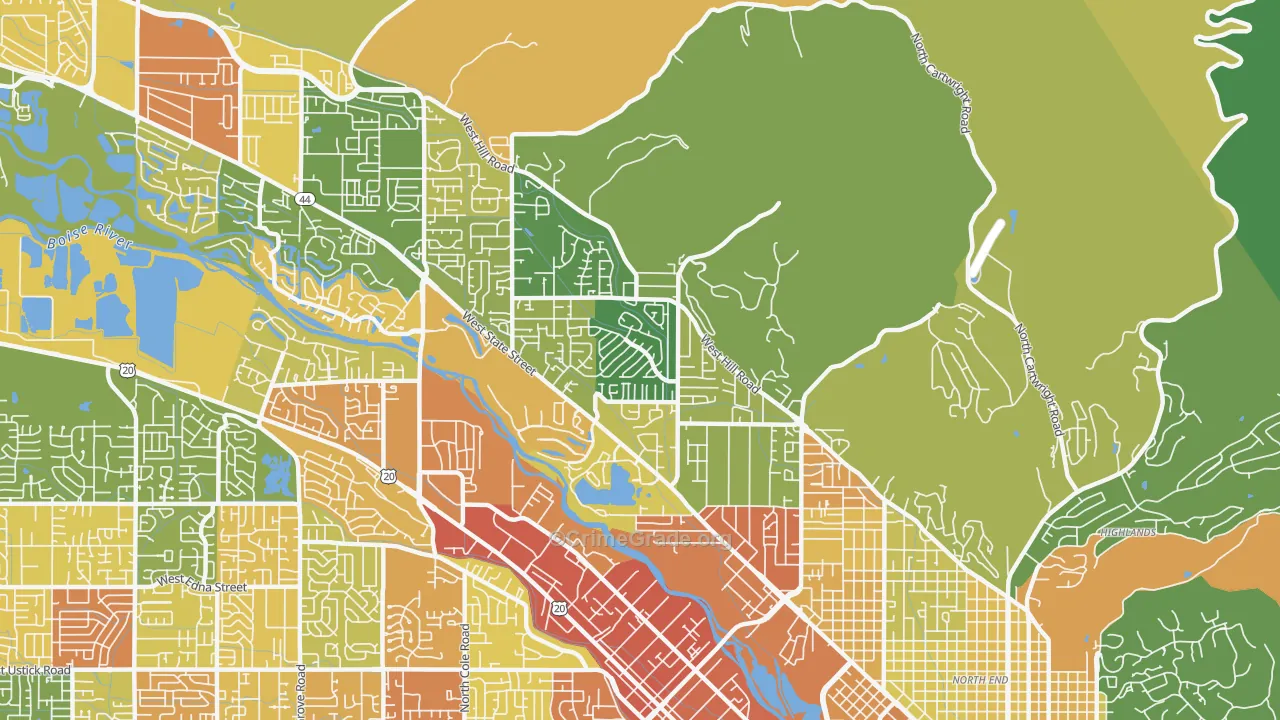 Collister, Boise, ID Map of Assault Rates