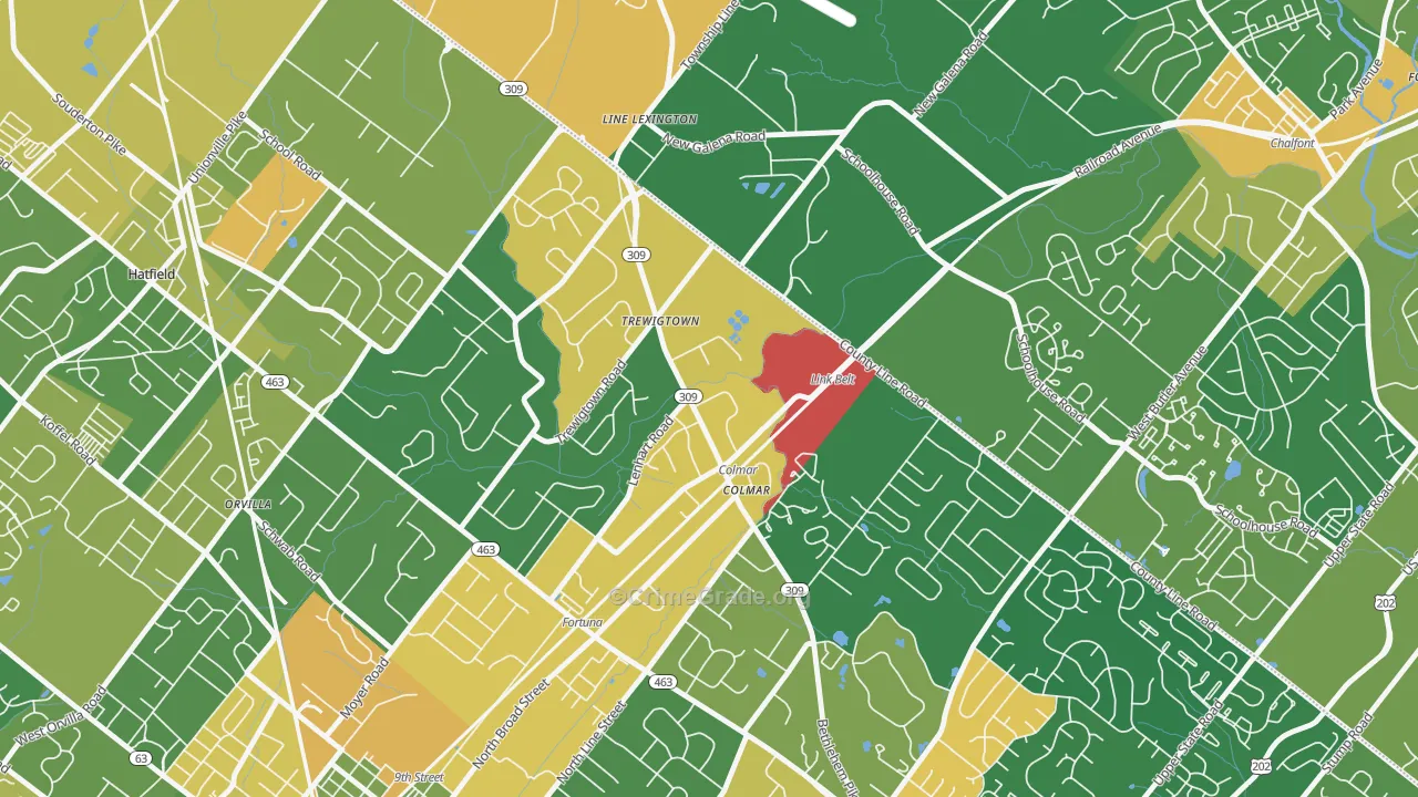 Colmar, PA Map of Assault Rates