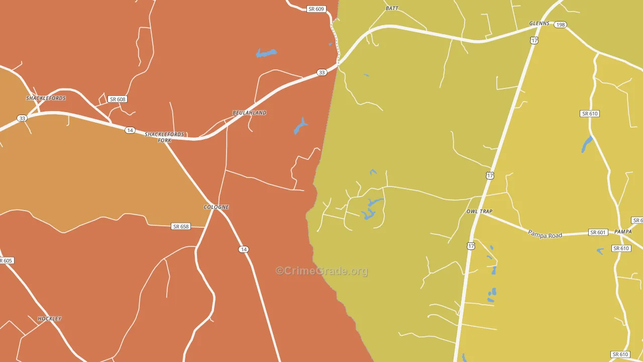 Cologne, VA Map of Assault Rates