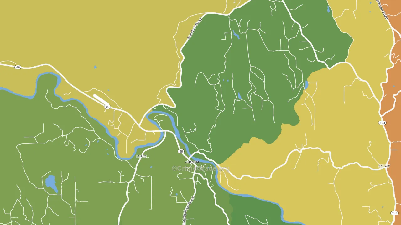 Coloma, CA Map of Assault Rates