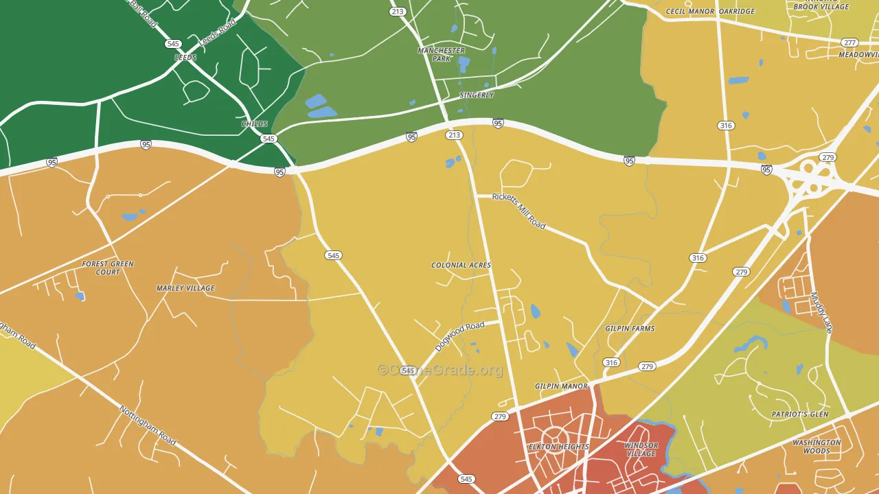 Colonial Acres, MD Map of Assault Rates