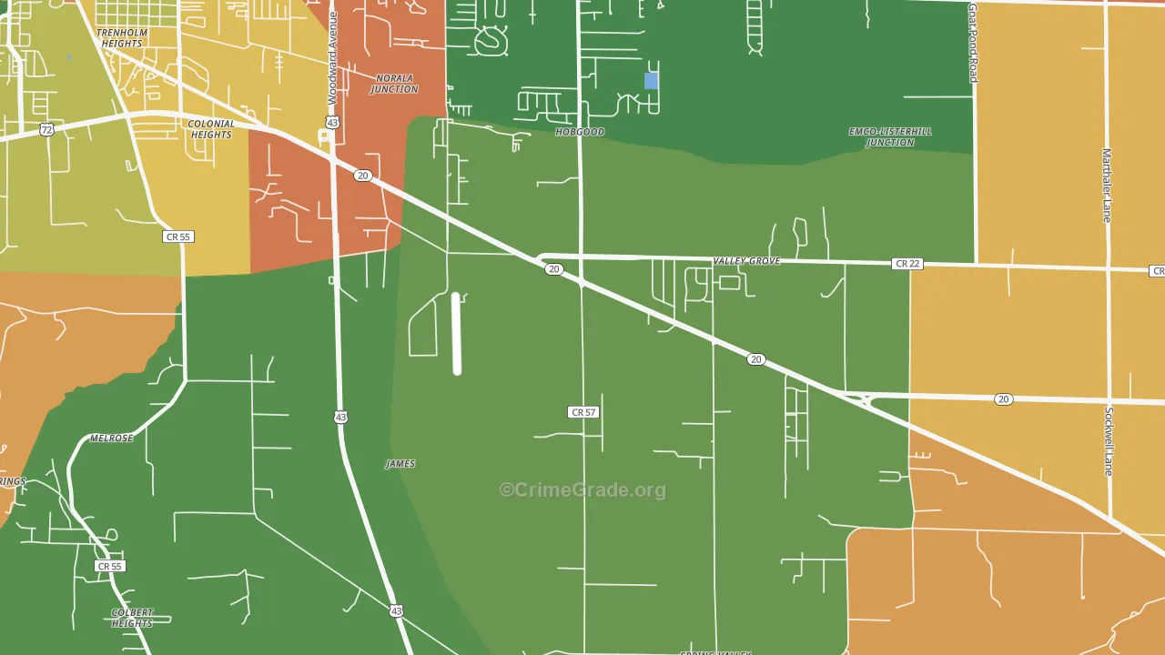Colonial Heights, AL Map of Assault Rates