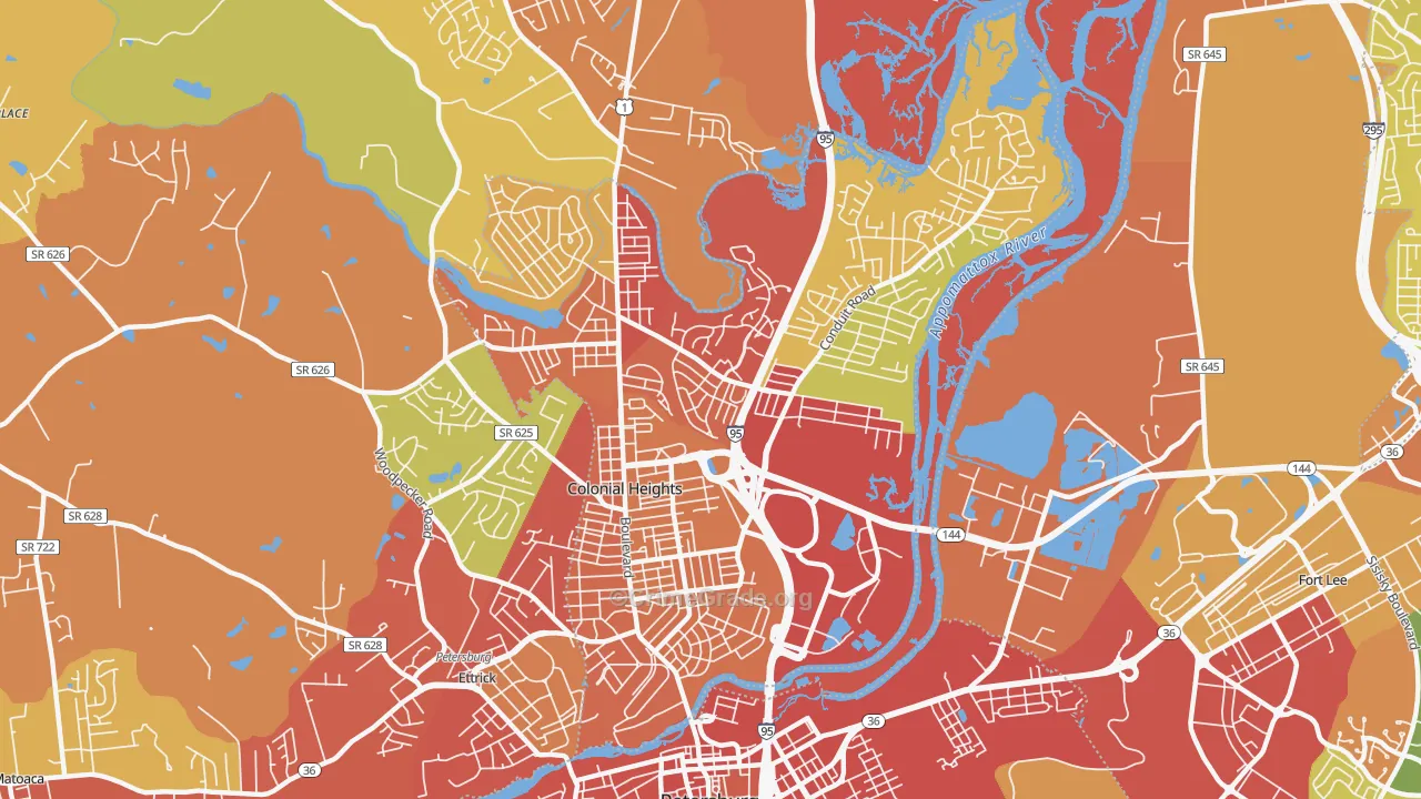 Colonial Heights City, VA Map of Assault Rates