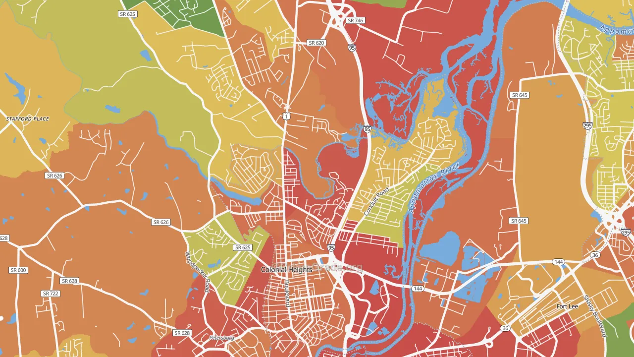 Colonial Heights, VA Map of Assault Rates