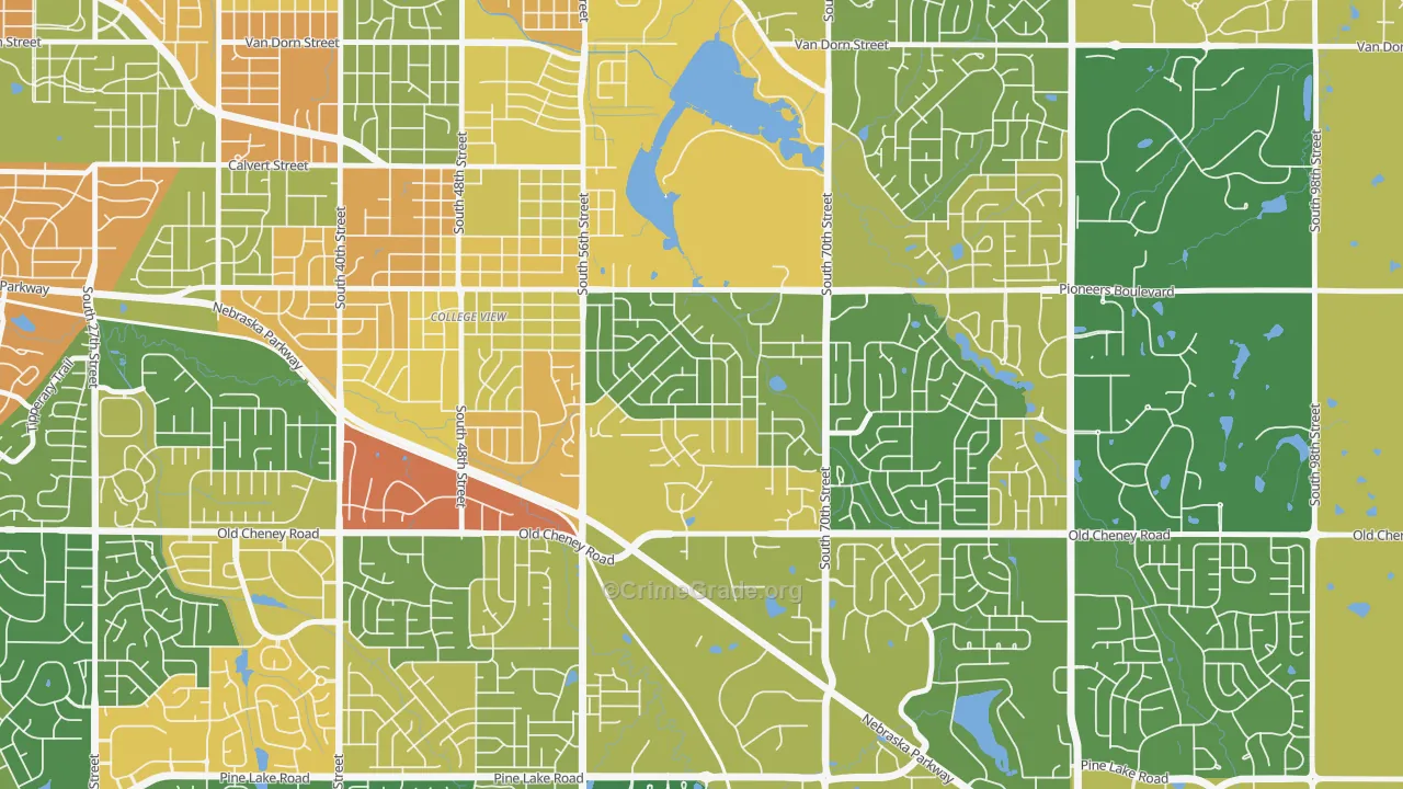 Colonial Hills, Lincoln, NE Map of Assault Rates