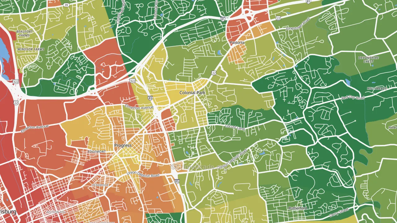 Colonial Park, PA Map of Assault Rates
