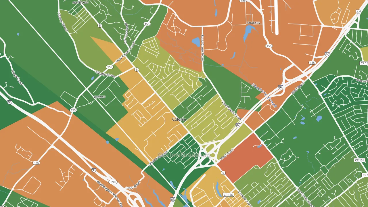 Colonie, NY Map of Assault Rates