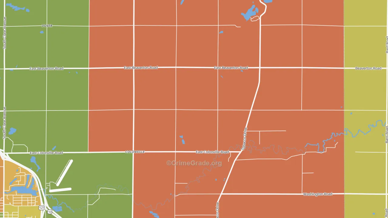 Colonville, MI Map of Assault Rates